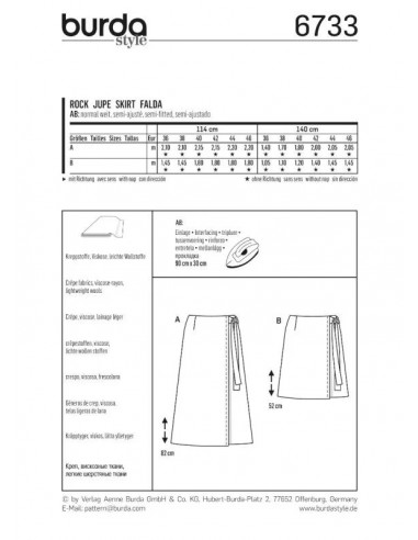 Patron Burda 6733 Jupe