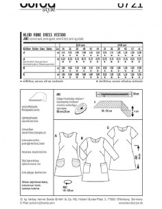 Patron Burda 6721 : Robe droite légèrement évasée avec variations de manches du 36 au 46 (FR) 2