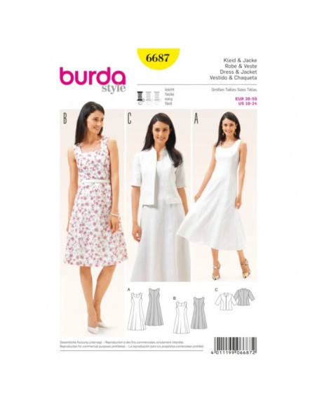 Patron Burda 6687 Robe et veste