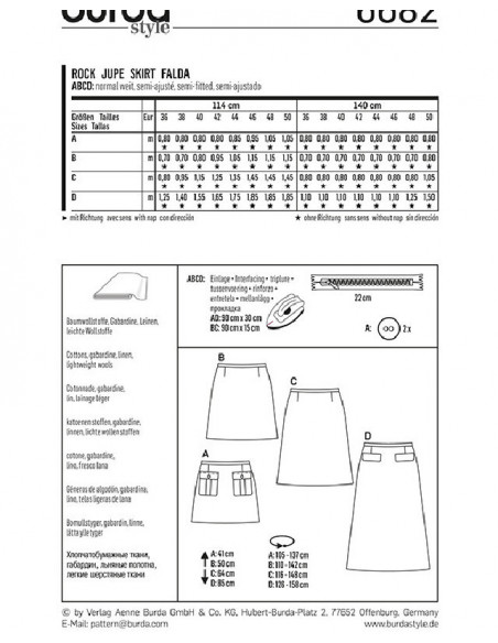 Patron Burda 6682 Jupe
