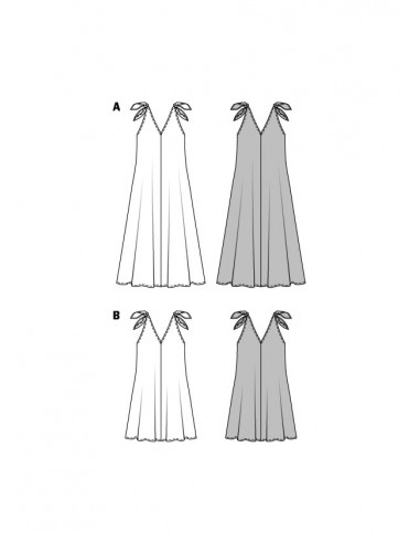 Patron Burda 6663 - Robe décolleté V et bretelles nouées - du 36 au 46 (FR)