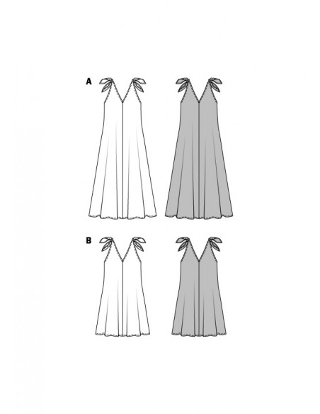 Patron Burda 6663 - Robe décolleté V et bretelles nouées - du 36 au 46 (FR)