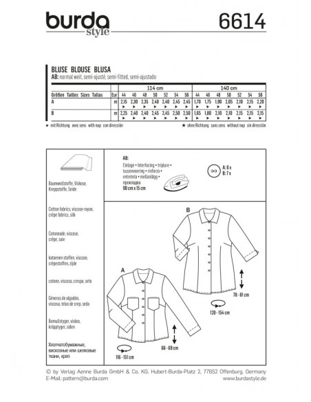 Patron Burda 6614 Chemisier
