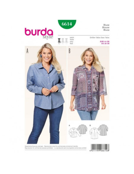 Patron Burda 6614 Chemisier