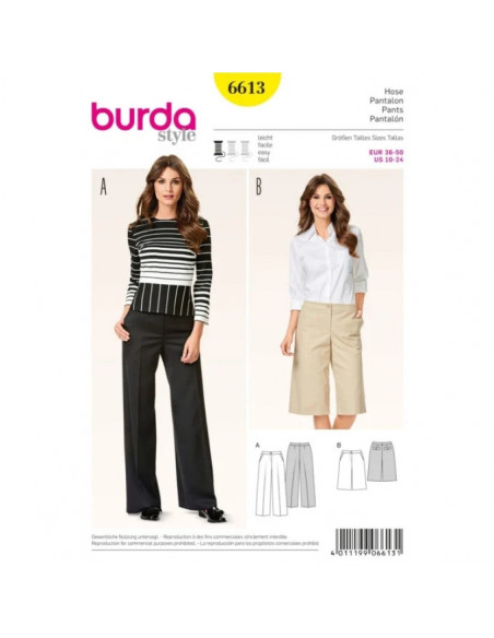 Patron Burda 6613 Pantalon et bermuda