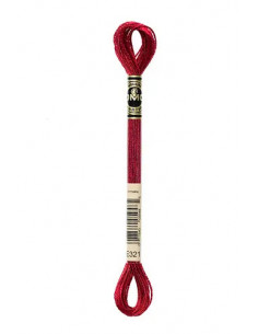 Fil à broder, Mouliné Effet Lumière DMC Art 317W, 100% Polyester, 8 m, Rouge Carmin Métallisé (E321)