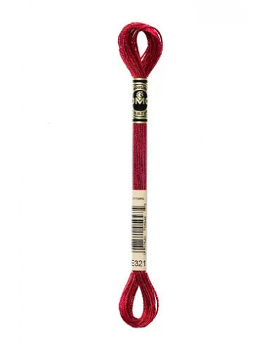 Fil à broder, Mouliné Effet Lumière DMC Art 317W, 100% Polyester, 8 m, Rouge Carmin Métallisé (E321)