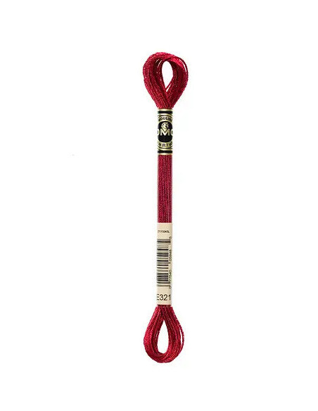Fil à broder, Mouliné Effet Lumière DMC Art 317W, 100% Polyester, 8 m, Rouge Carmin Métallisé (E321)