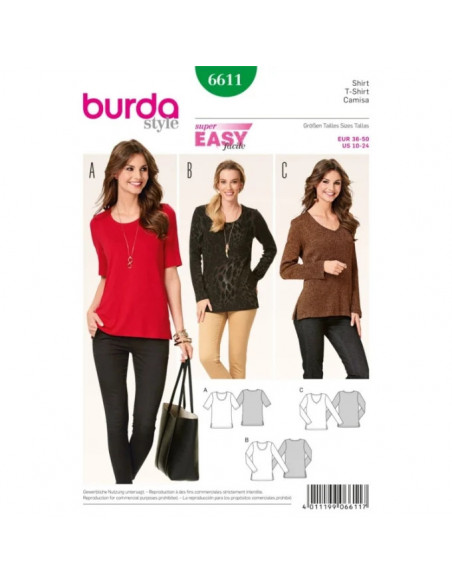 Patron Burda 6611 Tee-Shirt
