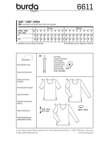 Patron Burda 6611 Tee-Shirt