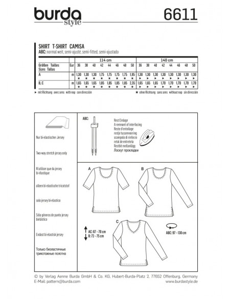 Patron Burda 6611 Tee-Shirt