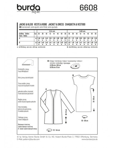 Patron Burda 6608 Veste et robe