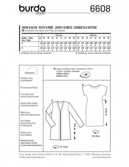 Patron Burda 6608 Veste et robe