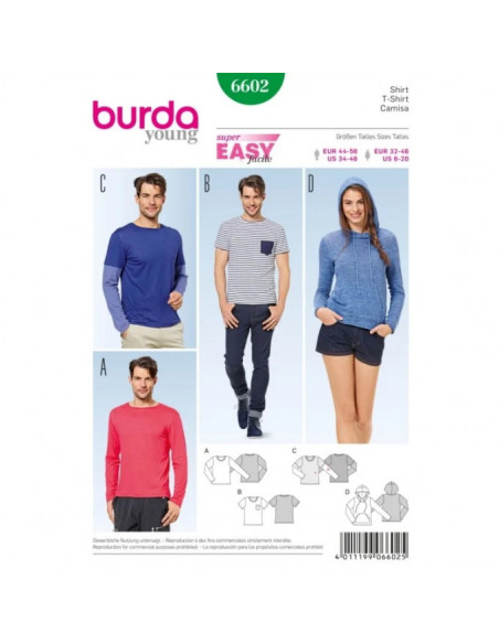 Patron Burda 6602 Tee-Shirt