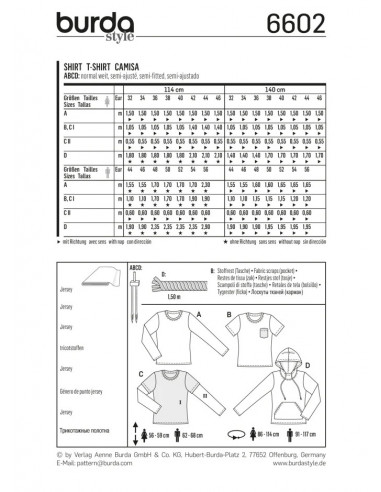 Patron Burda 6602 Tee-Shirt