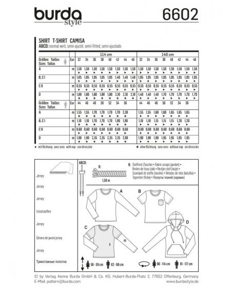 Patron Burda 6602 Tee-Shirt