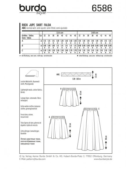 Patron Burda 6586 Jupe