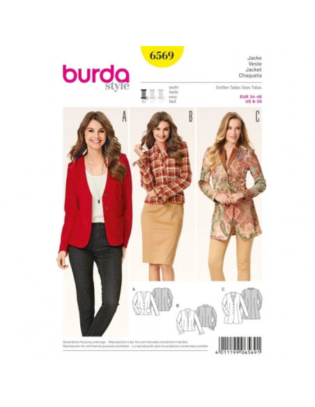Patron Burda 6569 Veste