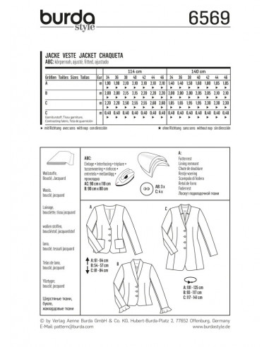 Patron Burda 6569 Veste