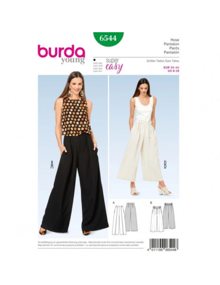 Patron Burda 6544 Pantalon large