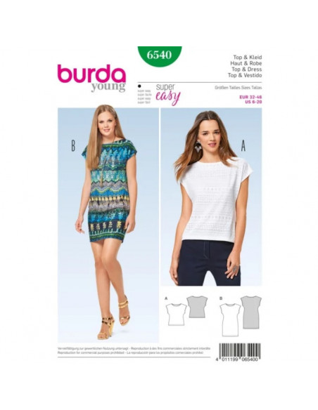 Patron Burda 6540 Haut et robe