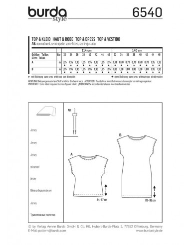 Patron Burda 6540 Haut et robe