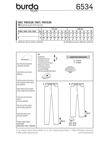 Patron Burda 6534 Pantalon