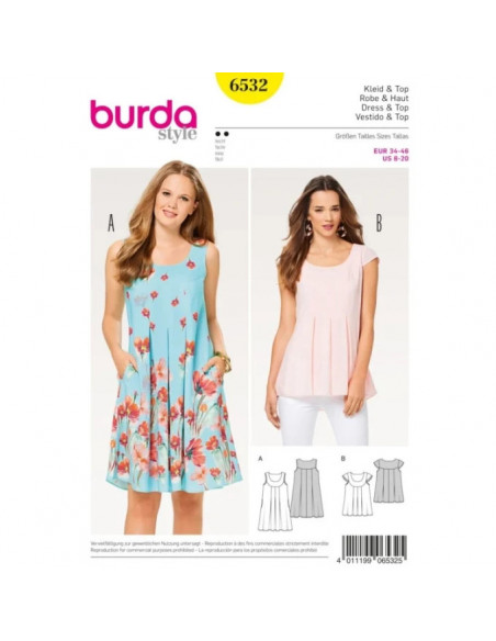 Patron Burda 6532 Robe et haut