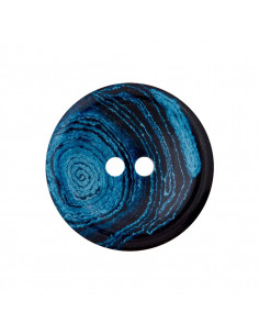 Bouton chanvre/polyester, 2 trous, recyclé, 20mm, marine
