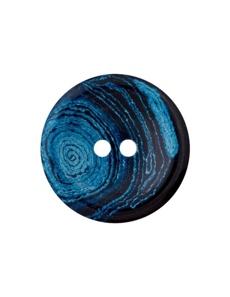 Bouton chanvre/polyester, 2 trous, recyclé, 20mm, marine