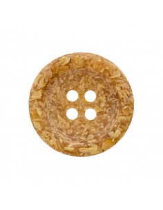 Bouton coque de riz/polyester, 4 trous, 20mm, brun clair