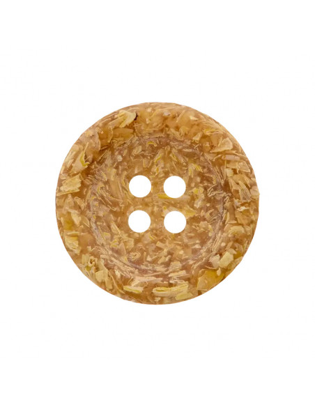Bouton coque de riz/polyester, 4 trous, 25mm, brun clair