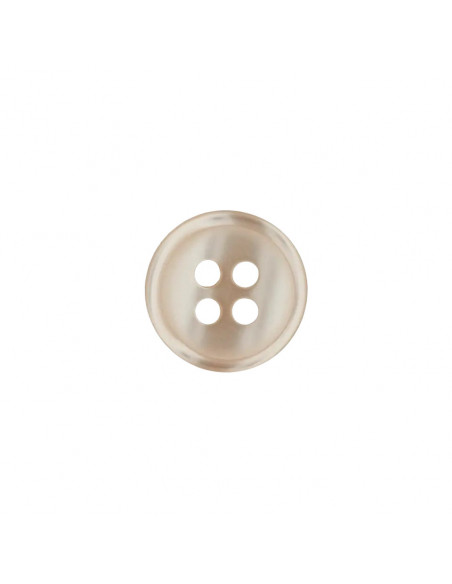 Bouton polyester, 4 trous, 9mm, crème