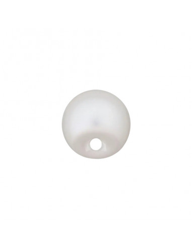 Bouton à pied, polyester, 8mm, perle, blanc