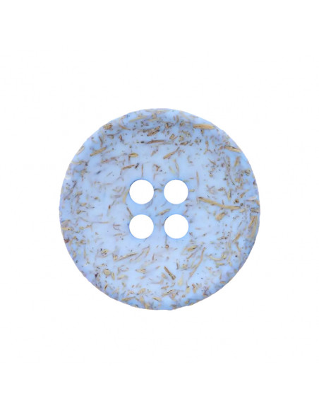 Bouton coco/polyester, 4-trous, recyclé, 20mm, bleu clair