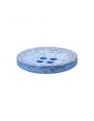 Bouton coco/polyester, 4-trous, recyclé, 20mm, bleu clair