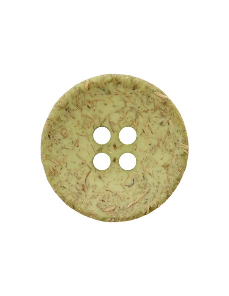 Bouton coco/polyester, 4-trous, recyclé, 20mm, vert olive clair
