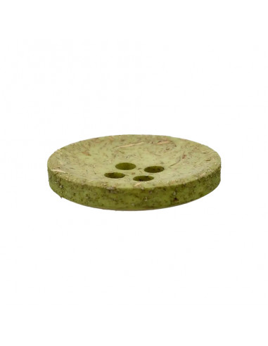 Bouton coco/polyester, 4-trous, recyclé, 20mm, vert olive clair
