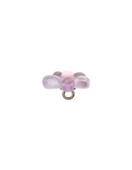 Bouton à pied, polyester, 15mm, fleur, lilas