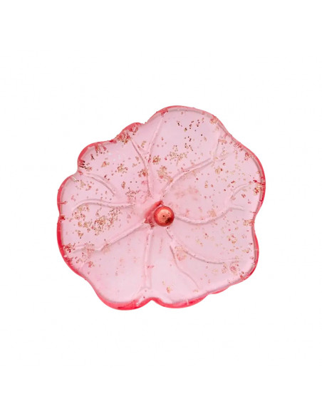 Bouton à pied, polyester, 20mm, fleur, rouge