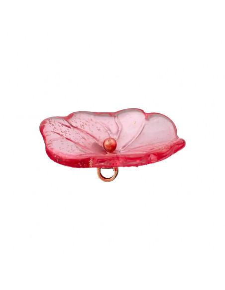 Bouton à pied, polyester, 20mm, fleur, rouge