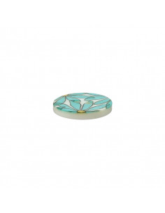 Bouton polyester, 2 trous, fleurs, 18mm, turquoise clair 2