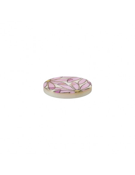 Bouton polyester, 2 trous, fleurs, 18mm, lilas