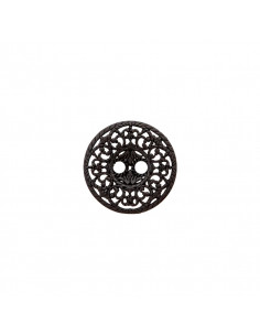 Bouton à trou, métal, 15mm, noir