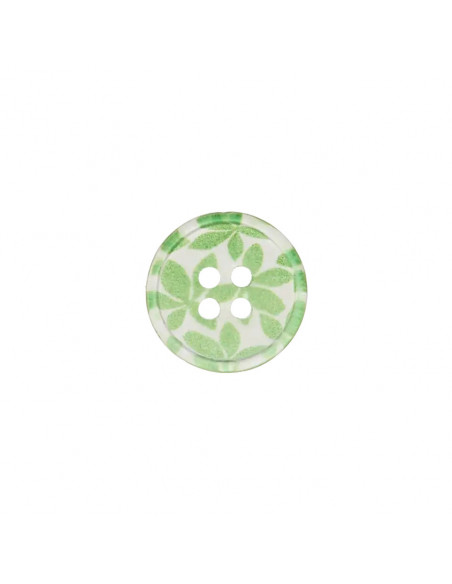 Bouton polyester, 4 trous, Ø 12mm, vert moyen
