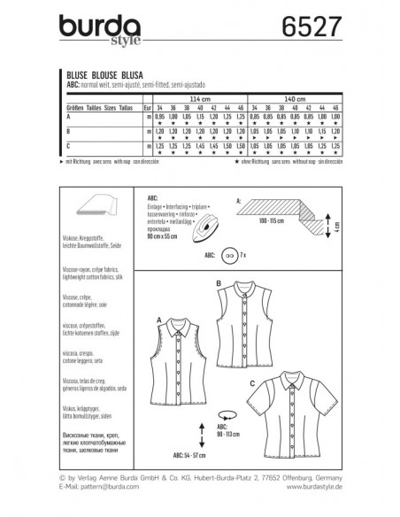 Patron Burda 6527 Blouse