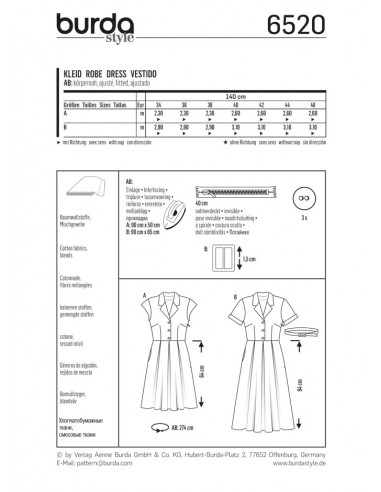 Patron Burda 6520 Robe