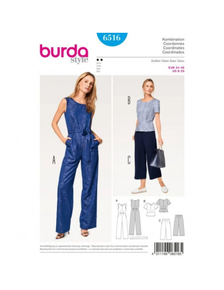 Patron Burda 6516 Ensemble dame