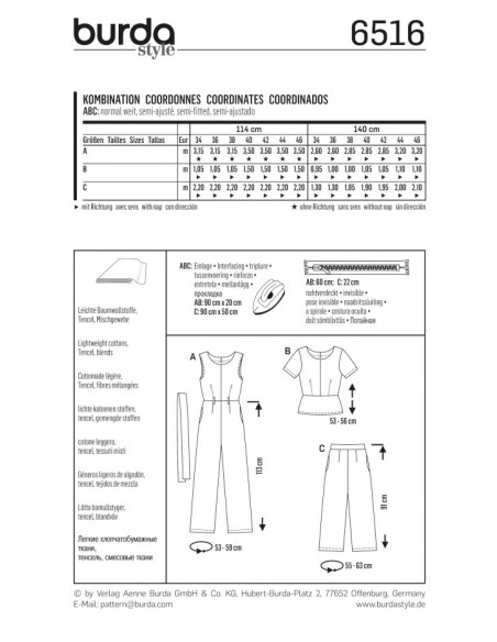 Patron Burda 6516 Ensemble dame