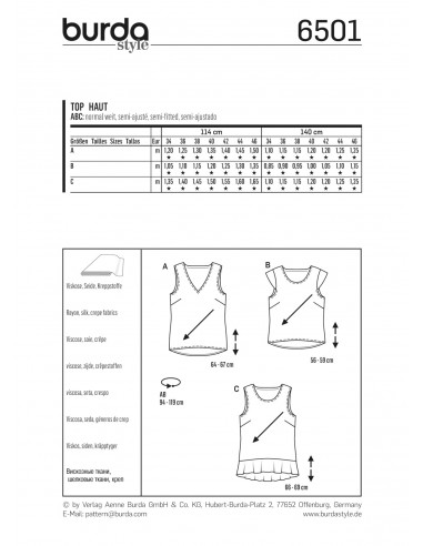 Patron Burda 6501 Top